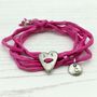 Personalised Heart And Silk Wrap Bracelet, thumbnail 3 of 5
