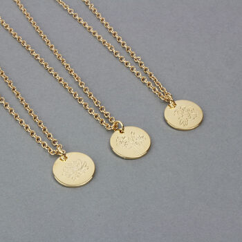 Etched Birth Flower Necklaces, 8 of 12
