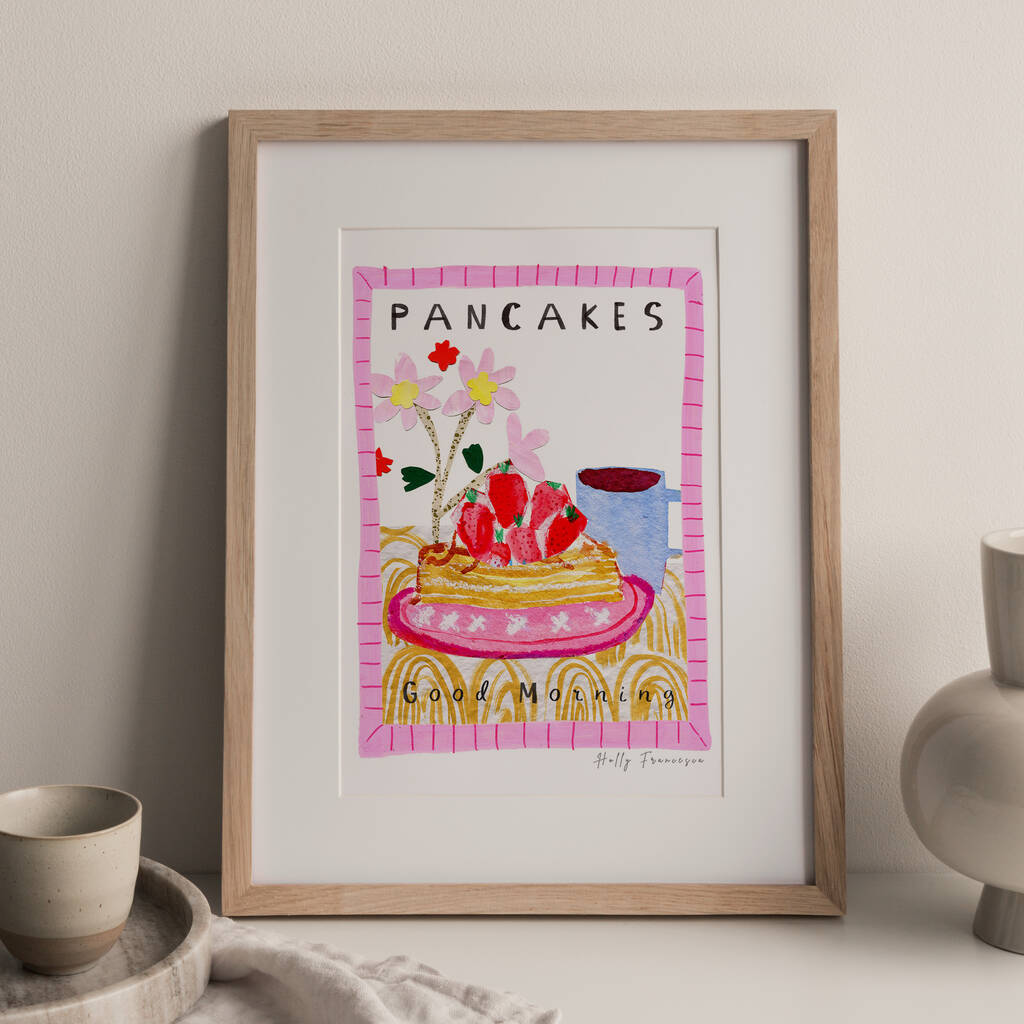 Good Morning Pancakes Art Print, Brunch Kitchen Poster, 1 of 4