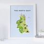 Map Of The North East Print, thumbnail 1 of 2