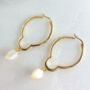 18k Gold Plated Mother Of Pearl Large Hoops, thumbnail 1 of 4