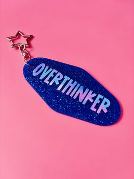 The 'Overthinker' Sparkly Motel Keyring / Relatable Gift For Her / Birthday Gift Or Stocking Filler, 3 of 7