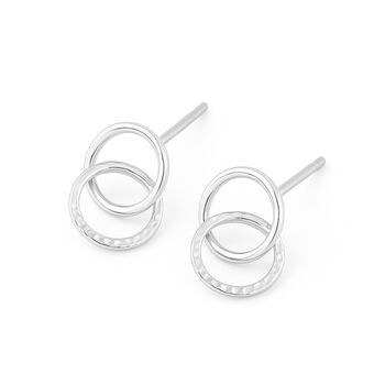 Sterling Silver Linked Hoop Stud Earrings, 3 of 9