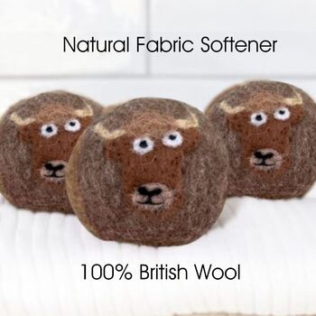 Highland Cow Wool Dryer Balls – Natural Laundry Softener Made With British Wool, 6 of 6