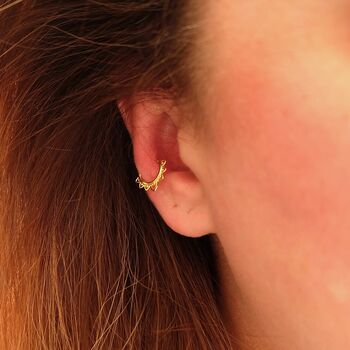 Dainty Lotus Huggie Hoops, 2 of 5