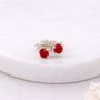 Sterling Silver Red Ruby Micro Stud Earrings – 3mm, thumbnail 1 of 3