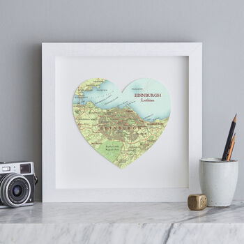 Personalised Location Edinburgh Map Heart Print, 2 of 3