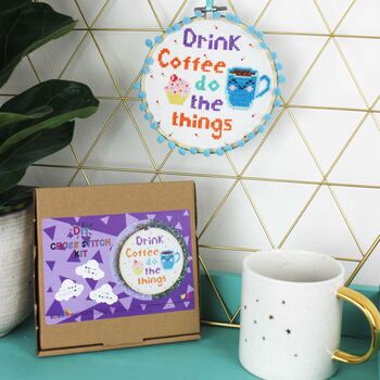 'Drink Coffee Do The Things' Cross Stitch Kit, 4 of 10
