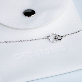Sterling Silver Interlocking Shapes Pendant Necklace, 4 of 5