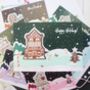 Christmas Glitter Postcard Set, Gingerbread Shops, thumbnail 6 of 8