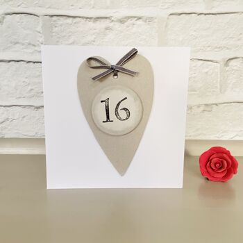 16th Heart Birthday Card ~ Handmade, 2 of 3