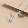Infinity Trikona Turquoise Silver Earrings, thumbnail 8 of 10