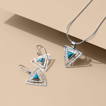 Infinity Trikona Turquoise Silver Earrings, 8 of 10