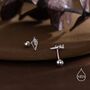 Sterling Silver Art Deco Inspired Tiny Rhombus Cz Screw Back / Internally Threaded Flat Back / Stud Earrings, thumbnail 5 of 12