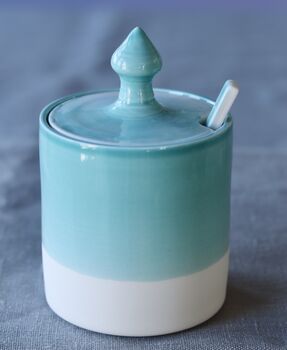 Handmade Porcelain Lidded Marmalade Pot With Spoon, 5 of 7