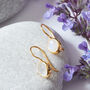 Moonstone Oval Gold Plated Silver Short Drop Earrings, thumbnail 2 of 5