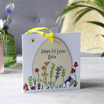 First Easter Floral Hanging Decoration And Card, 6 of 6