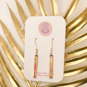Pink And Gold Foil Specked Dainty Drop Earrings, 3 of 8