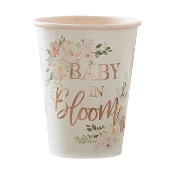 Rose Gold Floral Baby Shower Cups, 2 of 3