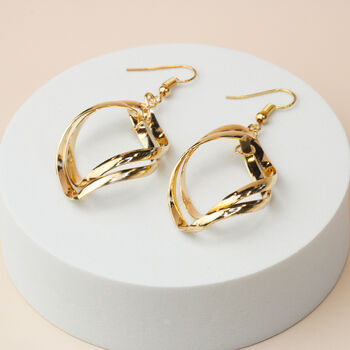 Silver Or Gold Teardrop Twist Dangle Earrings, 4 of 5