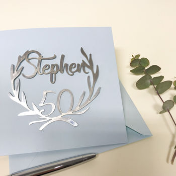 Personalised Papercut 50th Birthday Card, 8 of 12
