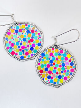 Statement Disco Earrings With Colourful Glitter In Medium Size, 5 of 11