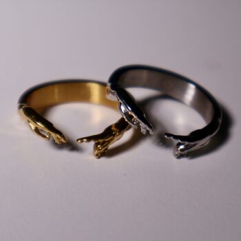 Hand Of God Gold Creation Of Adam Band Ring Mens Ring, 8 of 12