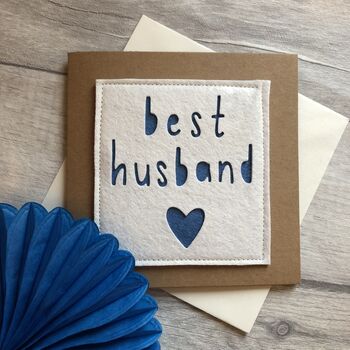 Best Husband Felt Anniversary/Birthday Card, 2 of 3