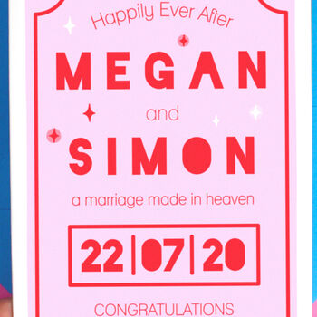 Personalised Wedding Congratulations Pink Greeting Card, 2 of 5