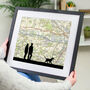 Personalised Couple Walking With Dog Map Print, thumbnail 2 of 11