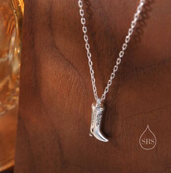 Sterling Silver Cute Little Cowboy Boot Pendant Necklace, 2 of 11