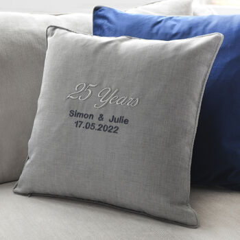 Personalised Silver Anniversary Embroidered Cushion, 5 of 10