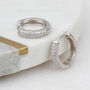 18ct Gold Plated Or Silver Crystal Pave Hoop Earrings, thumbnail 4 of 9