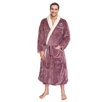 Personalised Super Soft Sherpa Style Dressing Gown With Star Sign Design, 11 of 12
