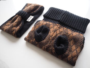 Black And Brown Dog Jumper And Matching Headband, 4 of 7