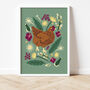 Chicken And Dandelions Print, thumbnail 1 of 4