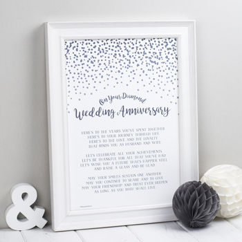 Diamond Wedding Anniversary Poem Print By Bespoke Verse