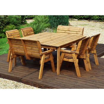 Eight Seater Square Garden Table Set With Benches, 2 of 3