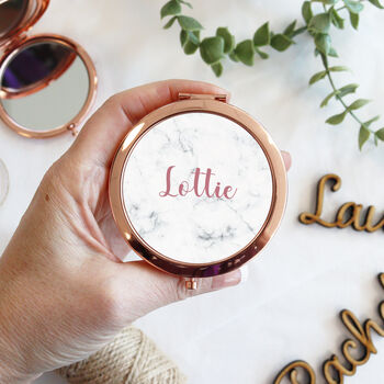 Personalised Rose Gold Compact Mirror, 3 of 6
