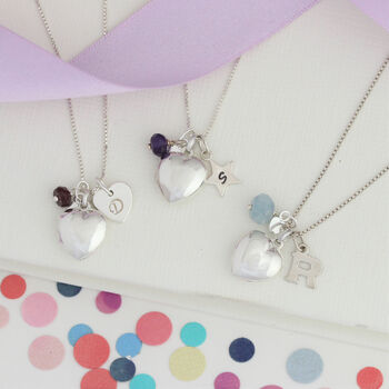 Childs Silver Heart Locket Personalised With Birthstone, 4 of 12