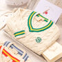 Green And Yellow Stripe Cream Baby Cricket Jumper, thumbnail 1 of 12