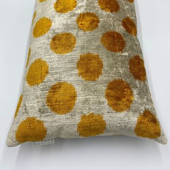 Oblong Ikat Velvet Cushion Gold Spot, 6 of 10