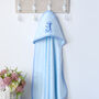 Personalised Baby Blue Hooded Towel With Monogram, thumbnail 3 of 4