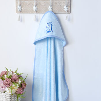 Personalised Baby Blue Hooded Towel With Monogram, 3 of 4