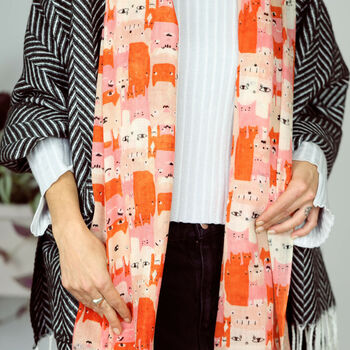 Fine Wool Cat Print Scarf, 4 of 8