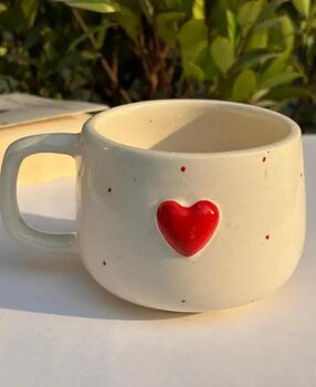 Red Heart Valentine Ceramic Coffee Mug, 3 of 4