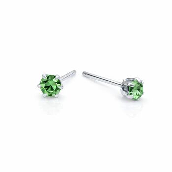Sterling Silver Peridot Micro Stud Earrings – 3mm, 3 of 4