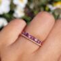 Pink Sapphire And Pink Amethyst Half Eternity Band, thumbnail 8 of 12