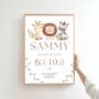 Safari Animals Birth Stats Name Print, Boy Nursery Lion Metrics, thumbnail 1 of 4