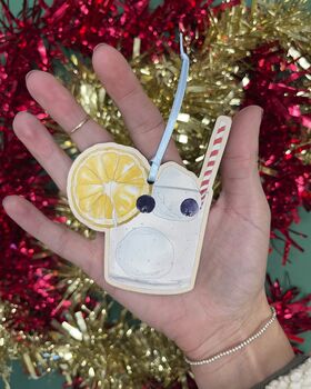 Gin And Tonic Wooden Christmas Tree Decoration, 2 of 3